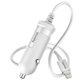 Adaptér do auta Hama 1A + Lightning kabel 1m bílá barva
