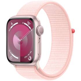 Chytré hodinky Apple Watch Series 9 GPS 41mm pouzdro z růžového hliníku - světle růžový provlékací sportovní řemínek (MR953QC/A)