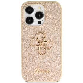 Kryt na mobil Guess Fixed Glitter 4G Metal Logo na Apple iPhone 15 Pro Max (GUHCP15XHG4SGD) zlatý