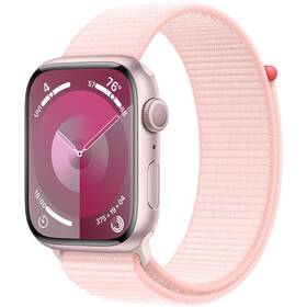 Chytré hodinky Apple Watch Series 9 GPS 45mm pouzdro z růžového hliníku - světle růžový provlékací sportovní řemínek (MR9J3QC/A)