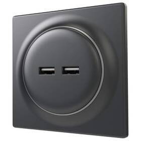 Zásuvka Fibaro Walli USB zásuvka, matná antracit (FGWU-021-8)