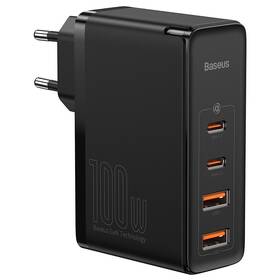 Nabíječka do sítě Baseus GaN2 Pro, 2x USB-C, 2x USB-A, 100W černá barva
