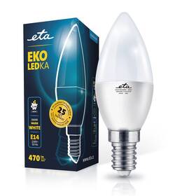 Žárovka LED ETA EKO LEDka svíčka 5,5W, E14, teplá bílá (ETAC37W55WW01) - rozbaleno - 24 měsíců záruka