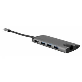 USB Hub Verbatim USB-C/3xUSB 3.0, HDMI, SD, MicroSD, RJ45 (49142) šedý