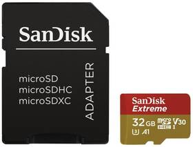 Paměťová karta SanDisk Micro SDHC Extreme 32GB UHS-I U3 (100R/60W) + adaptér (SDSQXAF-032G-GN6AA) černá - zánovní - 12 měsíců záruka