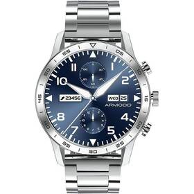 Chytré hodinky ARMODD Silentwatch 4 Pro stříbrná s kovovým řemínkem + silikonový řemínek (9001)
