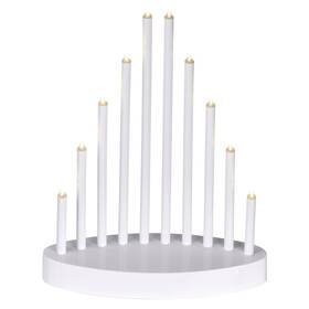 LED dekorace EMOS 10 LED svícen bílý, 24,5 cm, 3x AA, vnitřní, teplá bílá, časovač 
