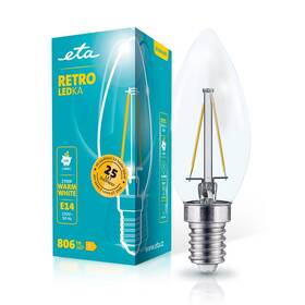 Žárovka LED ETA RETRO LEDka svíčka filament 6W, E14, teplá bílá (ETAC35W6WWF01)