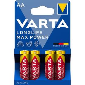 Baterie alkalická Varta Longlife Max Power AA, LR06, blistr 4ks (4706101404)