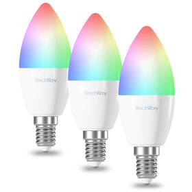 Chytrá žárovka TechToy RGB, 6W, E14, ZigBee, 3ks (TSL-LIG-E14ZB-3PC)