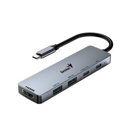 USB Hub Genius UH-500, USB-C/HDMI, 2x USB3.0, 100W PD šedá barva
