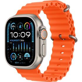 Chytré hodinky Apple GPS + Cellular, 49mm pouzdro z titanu - oranžový oceánský řemínek (MREH3CS/A) - rozbaleno - 24 měsíců záruka