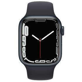 Chytré hodinky Apple Watch Series 7 GPS + Cellular, 45mm pouzdro z půlnočně inkoustového hliníku - temně inkoustový sportovní řemínek (MKJP3HC/A)