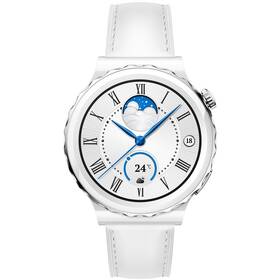 Chytré hodinky Huawei Watch GT3 Pro 43 mm - Silver Bezel White Ceramic Case + White Leather Strap (55028825)