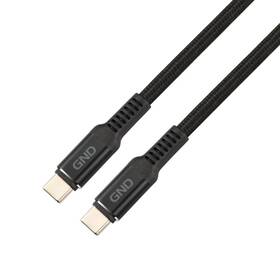 Kabel GND USB-C / USB-C, 2m, 100W, opletený černá barva
