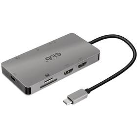 USB Hub Club3D USB-C 8-in-1 2x HDMI, 2x USB-A, RJ45, SD/Micro SD, USB-C (CSV-1593) černý