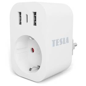 Chytrá zásuvka Tesla Smart SP300, 2x USB-A/1x USB-C (TSL-SPL-SP300-3USB) bílá