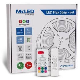 LED pásek McLED s ovládáním Nano - sada 5 m - Professional, 120 LED/m, RGB, 435 lm/m, vodič 3 m (ML-128.003.90.S05004)