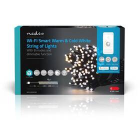 Vánoční osvětlení Nedis SmartLife LED, Wi-Fi, Teplá až studená bílá, 200 LED, 20 m, Android / IOS (WIFILX02W200) - zánovní - 12 měsíců záruka