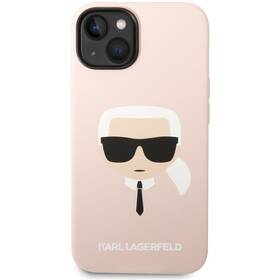 Kryt na mobil Karl Lagerfeld Liquid Silicone Karl Head na Apple iPhone 14 (KLHCP14SSLKHLP) růžový