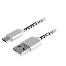 Kabel GoGEN USB / micro USB, 1m, opletený (MICUSB100MM24) stříbrný