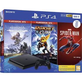 Herní konzole Sony PlayStation 4 500 GB + Marvel's Spider-Man + Horizon Zero Dawn + Ratchet & Clank 