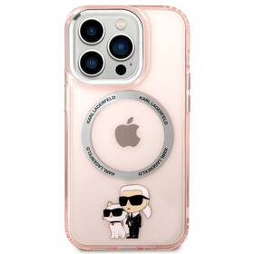 Kryt na mobil Karl Lagerfeld MagSafe kompatibilní IML Karl and Choupette NFT na Apple iPhone 14 Pro (KLHMP14LHNKCIP) růžový