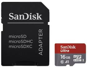 Paměťová karta SanDisk Micro SDHC Ultra Android 16GB UHS-I U1 (98R/10W) + adapter (SDSQUAR-016G-GN6MA) černý