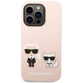 Kryt na mobil Karl Lagerfeld MagSafe Liquid Silicone Karl and Choupette na Apple iPhone 14 Pro (KLHMP14LSSKCI) růžový