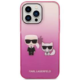Kryt na mobil Karl Lagerfeld Gradient Karl and Choupette na Apple iPhone 14 Pro Max (KLHCP14XTGKCP) růžový