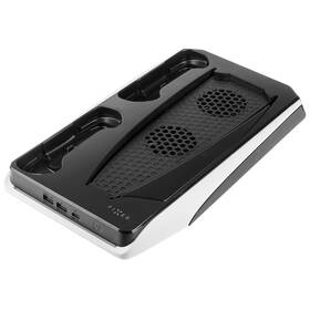 Dokovací stanice FIXED pro ovladač DualSense PlayStation 5 s hákem pro sluchátka (FIXPS5-HCD-BW) černá/bílá