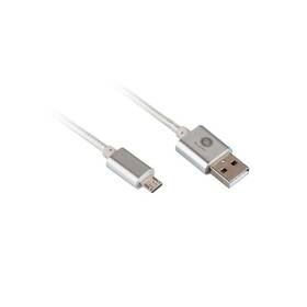 Kabel GoGEN USB/micro USB, 1m, oplétáný (MICUSB 100 MM05) stříbrný