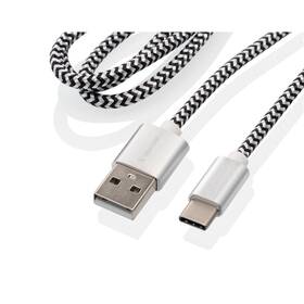 Kabel GoGEN USB / USB-C, 1m, opletený, zkumavka (USBAC100MM24T) stříbrný
