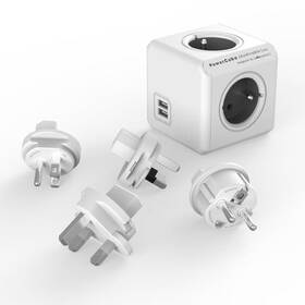 Cestovní adaptér Powercube Rewirable USB + Travel Plugs (456308) šedý
