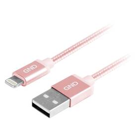 Kabel GND USB / lightning MFI, 2m, opletený (LIGHTN200MM09) růžový