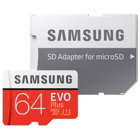 Paměťová karta Samsung Micro SDXC EVO+ 64GB Class 10 UHS-I (R100/W20) + SD adaptér (MB-MC64HA/EU)