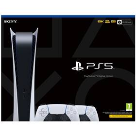 Herní konzole Sony PlayStation 5 Digital + 2x bezdrátový ovladač DualSense (PS711000036488) bílá