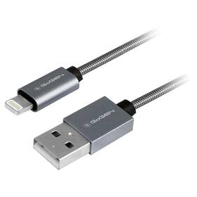Kabel GoGEN USB / lightning, 1m, ocelový, opletený (LIGHTN100MM22) titanium