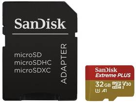 Paměťová karta SanDisk Micro SDHC Extreme Plus 32GB UHS-I U3 (95R/90W) + adapter (SDSQXBG-032G-GN6MA) černá