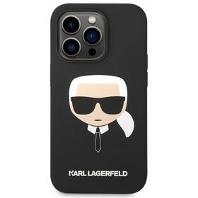 Kryt na mobil Karl Lagerfeld Liquid Silicone Karl Head na Apple iPhone 14 Pro (KLHCP14LSLKHBK) černý