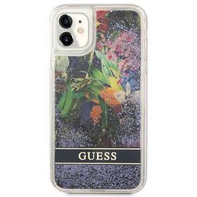 Kryt na mobil Guess Liquid Glitter Flower na Apple iPhone 11 (GUHCN61LFLSB) modrý