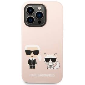 Kryt na mobil Karl Lagerfeld and Choupette Liquid Silicone na Apple iPhone 14 Pro (KLHCP14LSSKCI) růžový