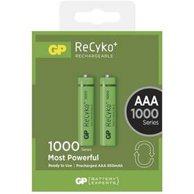 Baterie nabíjecí GP ReCyko+ AAA, HR03, 1000mAh, Ni-MH, krabička 2ks (1032112080)