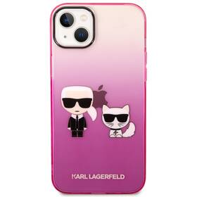 Kryt na mobil Karl Lagerfeld Gradient Karl and Choupette na Apple iPhone 14 Plus (KLHCP14MTGKCP) růžový