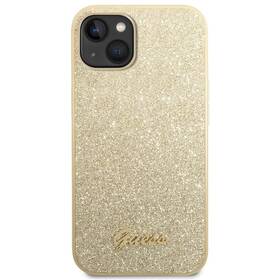 Kryt na mobil Guess Glitter Flakes Metal Logo na Apple iPhone 14 (GUHCP14SHGGSHD) zlatý