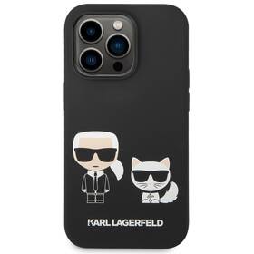 Kryt na mobil Karl Lagerfeld and Choupette Liquid Silicone na Apple iPhone 14 Pro Max (KLHCP14XSSKCK) černý