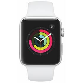 Chytré hodinky Apple Watch Series 3 GPS 42mm pouzdro ze stříbrného hliníku - bílý sportovní řemínek (MTF22CN/A)