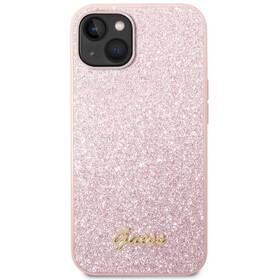 Kryt na mobil Guess Glitter Flakes Metal Logo na Apple iPhone 14 Plus (GUHCP14MHGGSHP) růžový