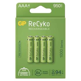 Baterie nabíjecí GP ReCyko, HR03, AAA, 950mAh, NiMH, krabička 4ks (B21114)