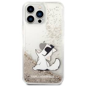 Kryt na mobil Karl Lagerfeld Liquid Glitter Choupette Eat na Apple iPhone 14 Pro Max (KLHCP14XGCFD) zlatý